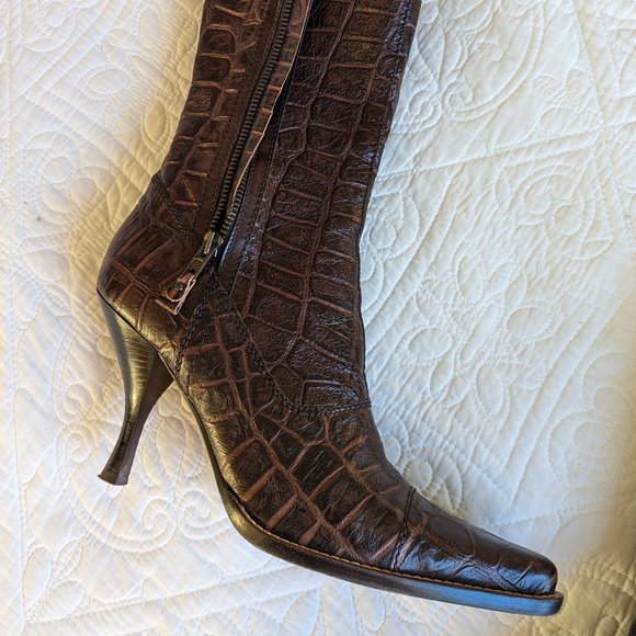 Miu Miu Embossed Crocodile  Boots  Size 39 - Picture 4 of 12